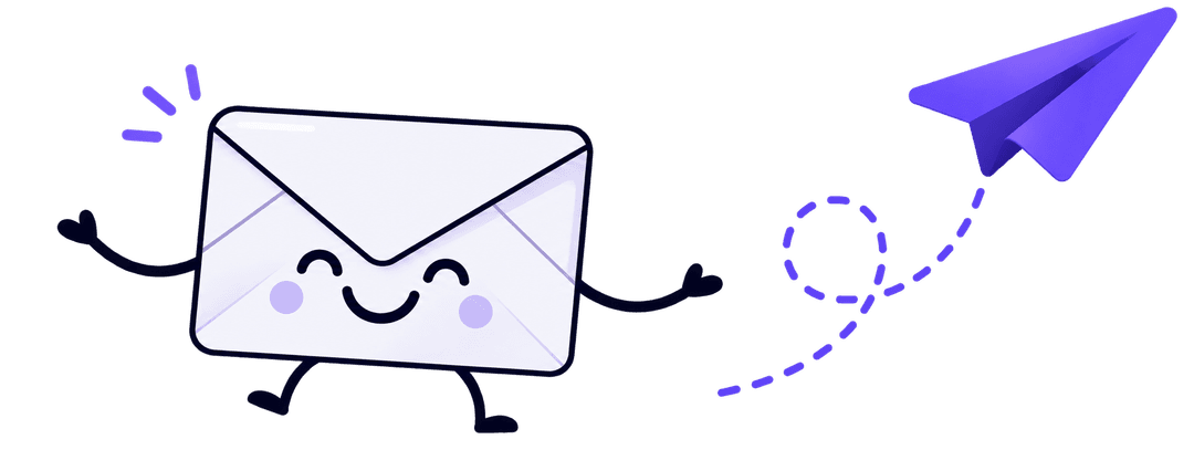 Smiling envelope with paper plane